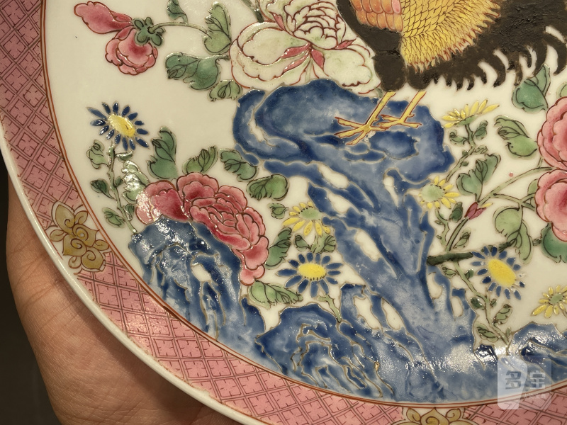 清雍正 广珐琅室上大吉图盘 - 图5